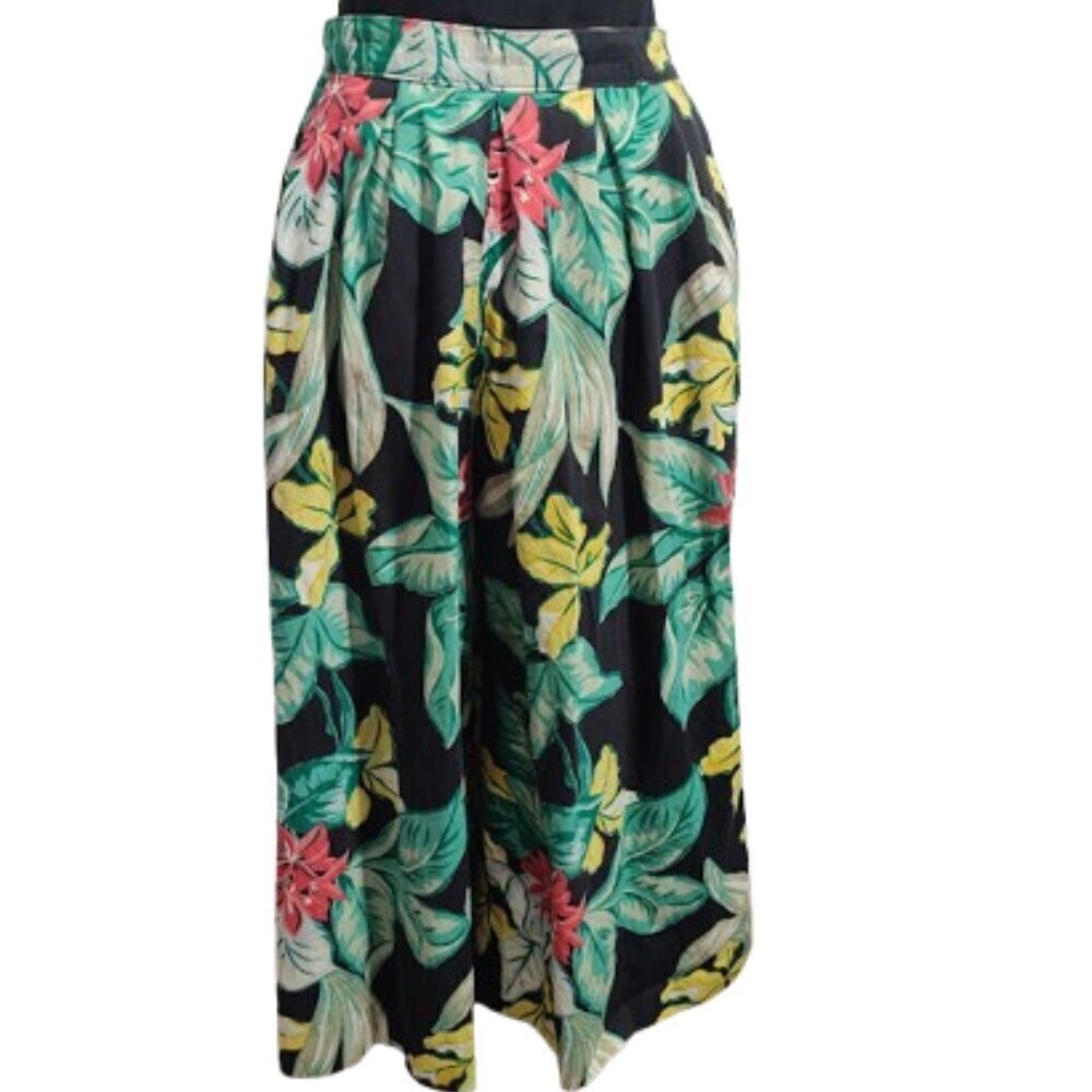 Vintage Ruff Hewn Wide Leg Floral Capri Women's Size 8 - 100 % Cotton